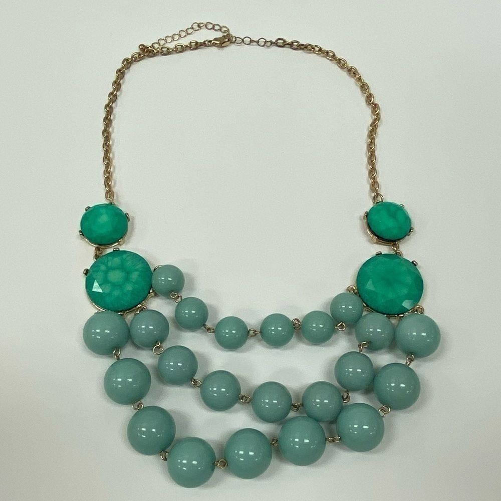 JADE and gold beaded collar statement‎ necklace